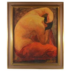 Y. Giraud-Hanriot back nude lady oil on canvas