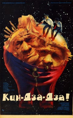 Original Vintage USSR Film Poster Kin Dza Dza SciFi Dystopia Surreal Movie Art
