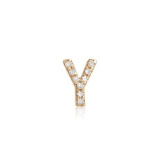 Y Initial 14K (oder 18k auf Anfrage) Gelbgold Diamant-Buchstaben-Ohrstecker