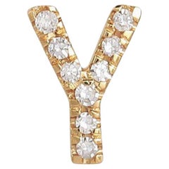 Y Initial 14K (oder 18k auf Anfrage) Gelbgold Diamant-Buchstaben-Ohrstecker