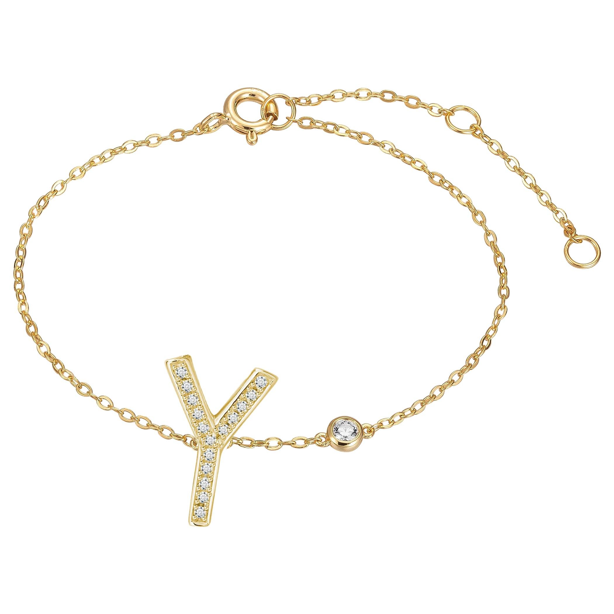 Y Initial Bezel Chain Anklet For Sale