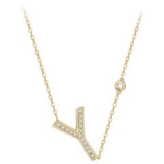Y Initial Bezel Chain Necklace