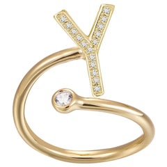 Y-Initial Bezel Wire Ring