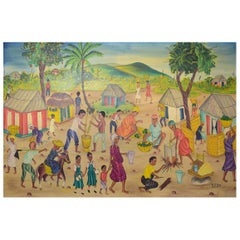 Y. Jn. René, Haitian Artist, Naivist School, Oil on Canvas, 1970s
