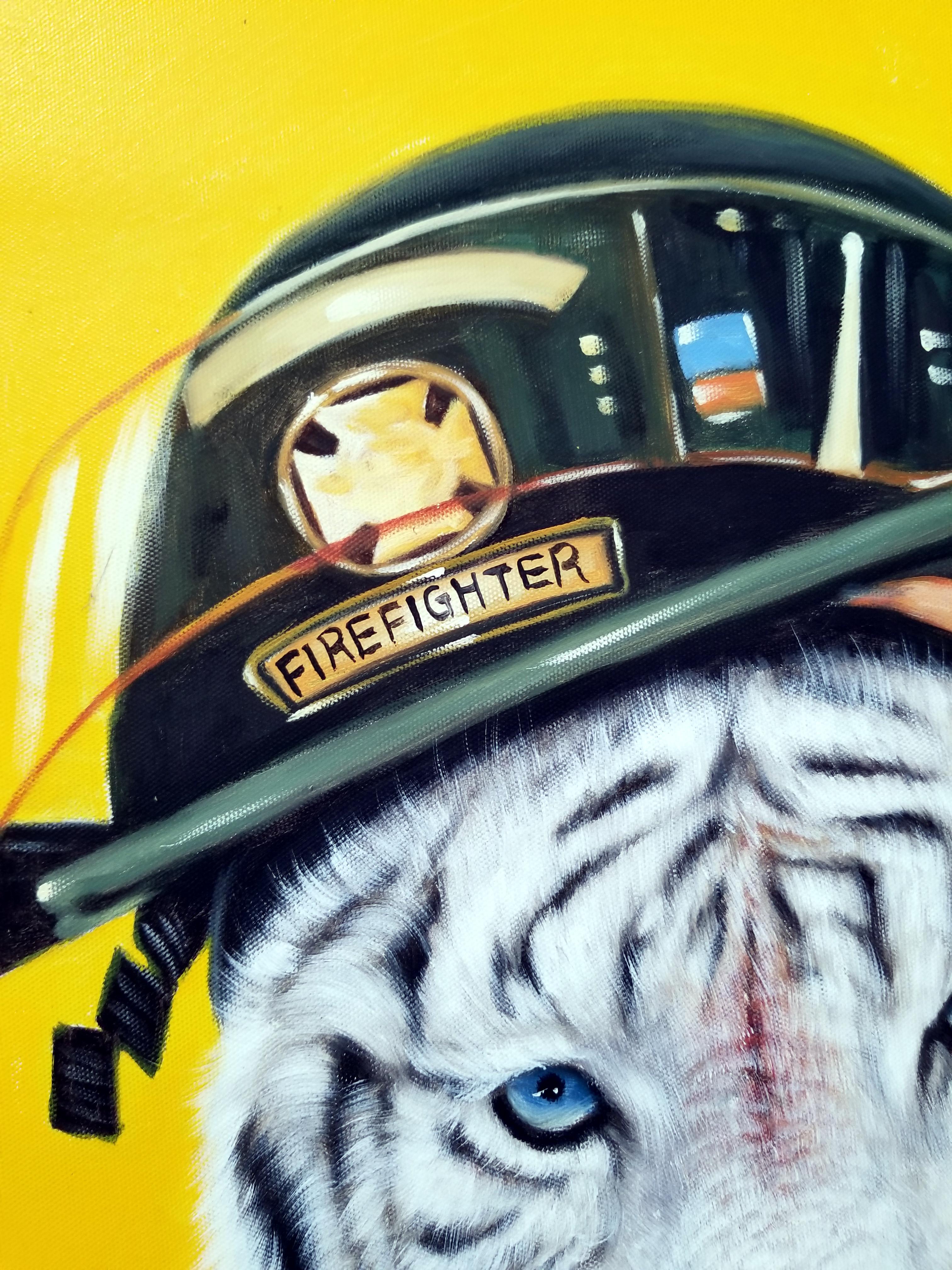 Tiger dressed as a fireman
Satire in Art
Original Paintings in series of 10 (inquire where it is in the edition)

Comes rolled in a tube ready to be framed

Y.m.Lo. resides in NYC