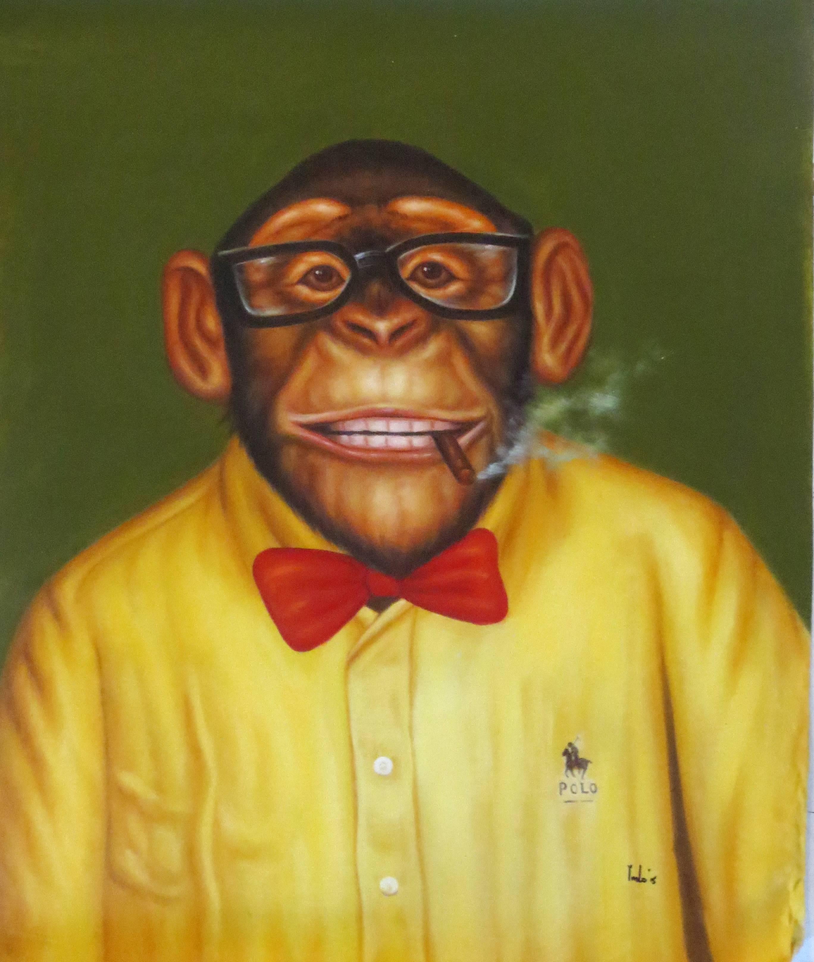 Y.m.Lo Portrait Painting - George the Monkey ll