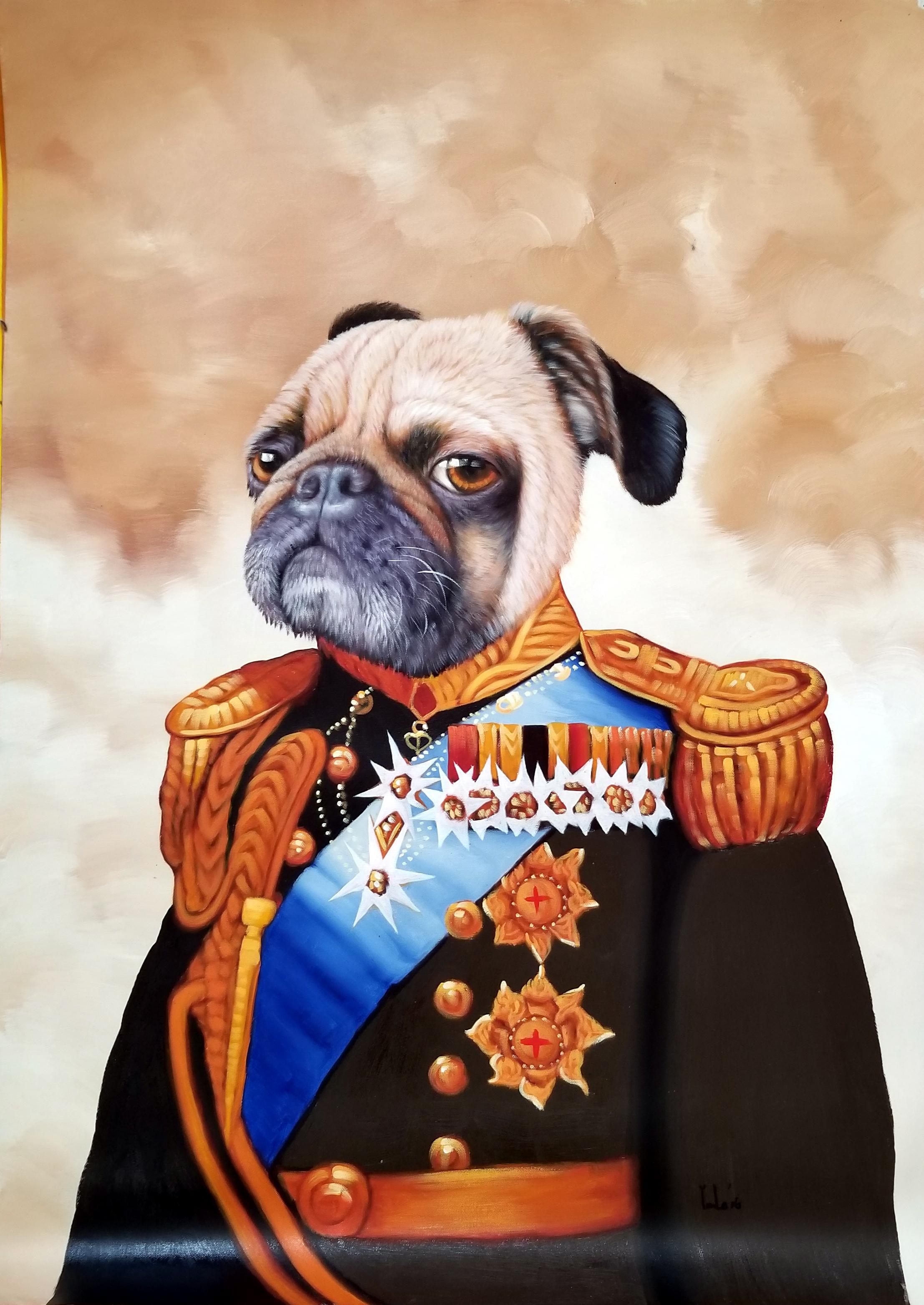 Y.m.Lo Portrait Painting - Prince Pug lll