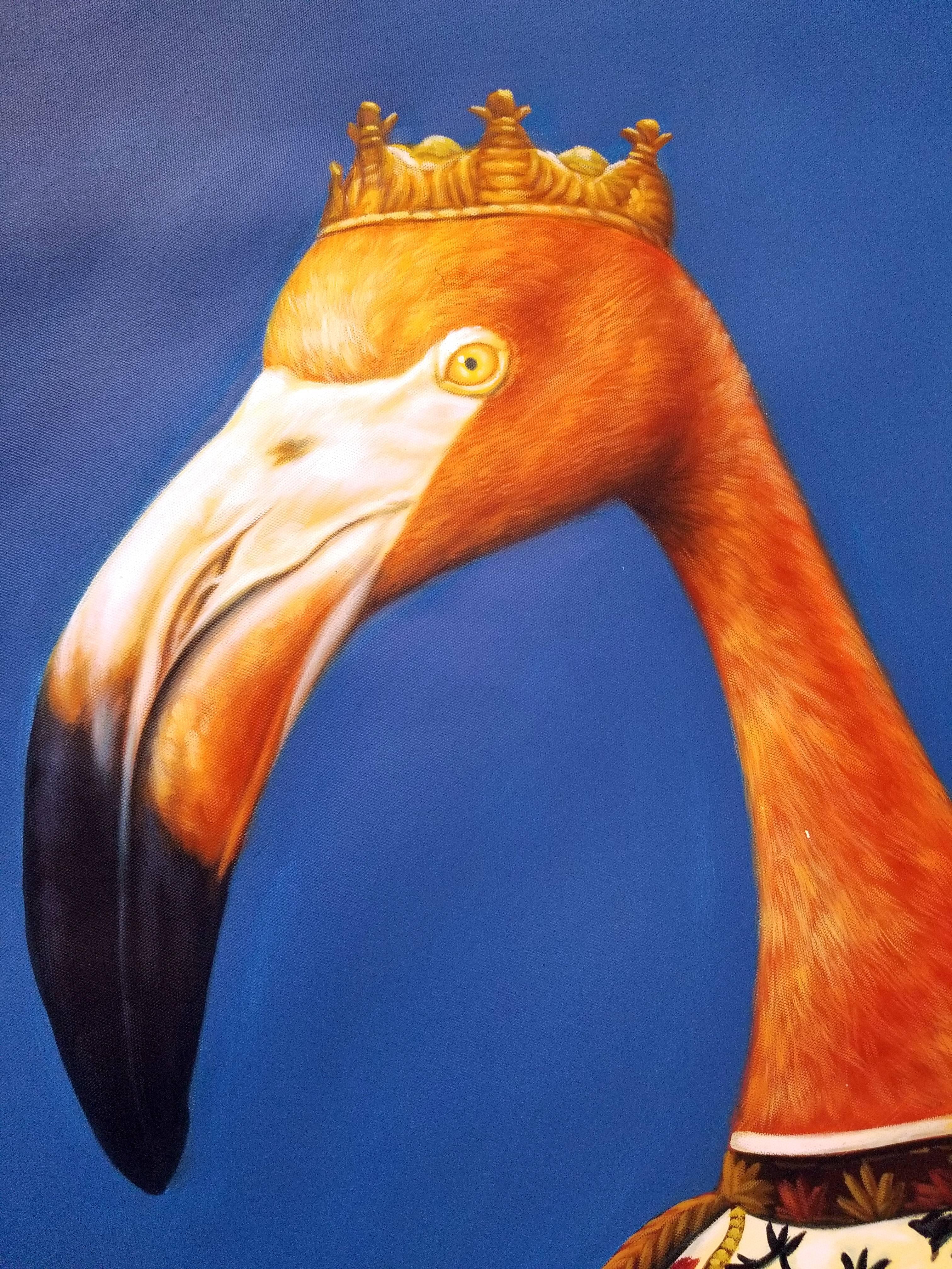 Queen Flamingo l - Surrealist Painting by Y.m.Lo
