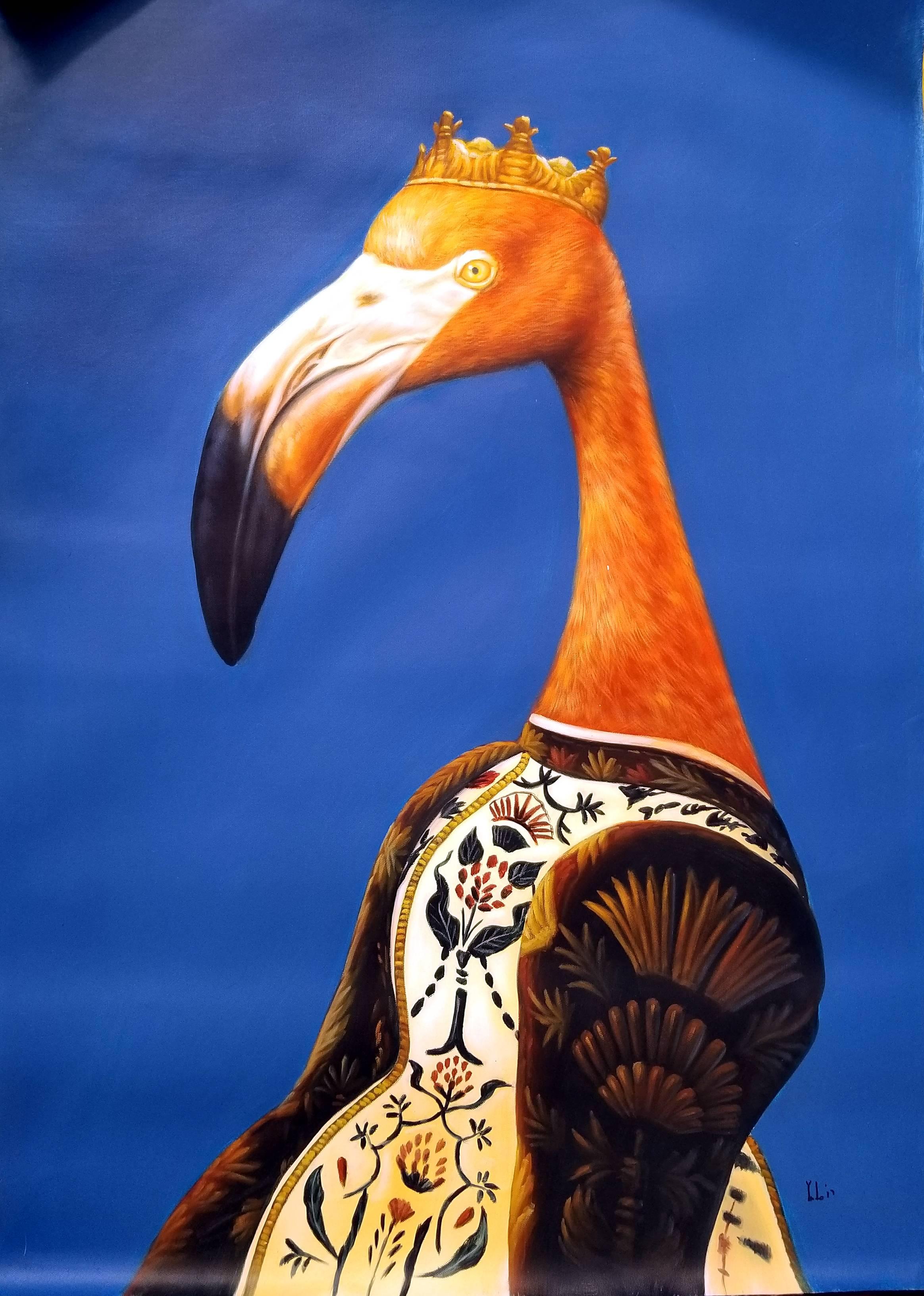 Y.m.Lo Portrait Painting - Queen Flamingo l