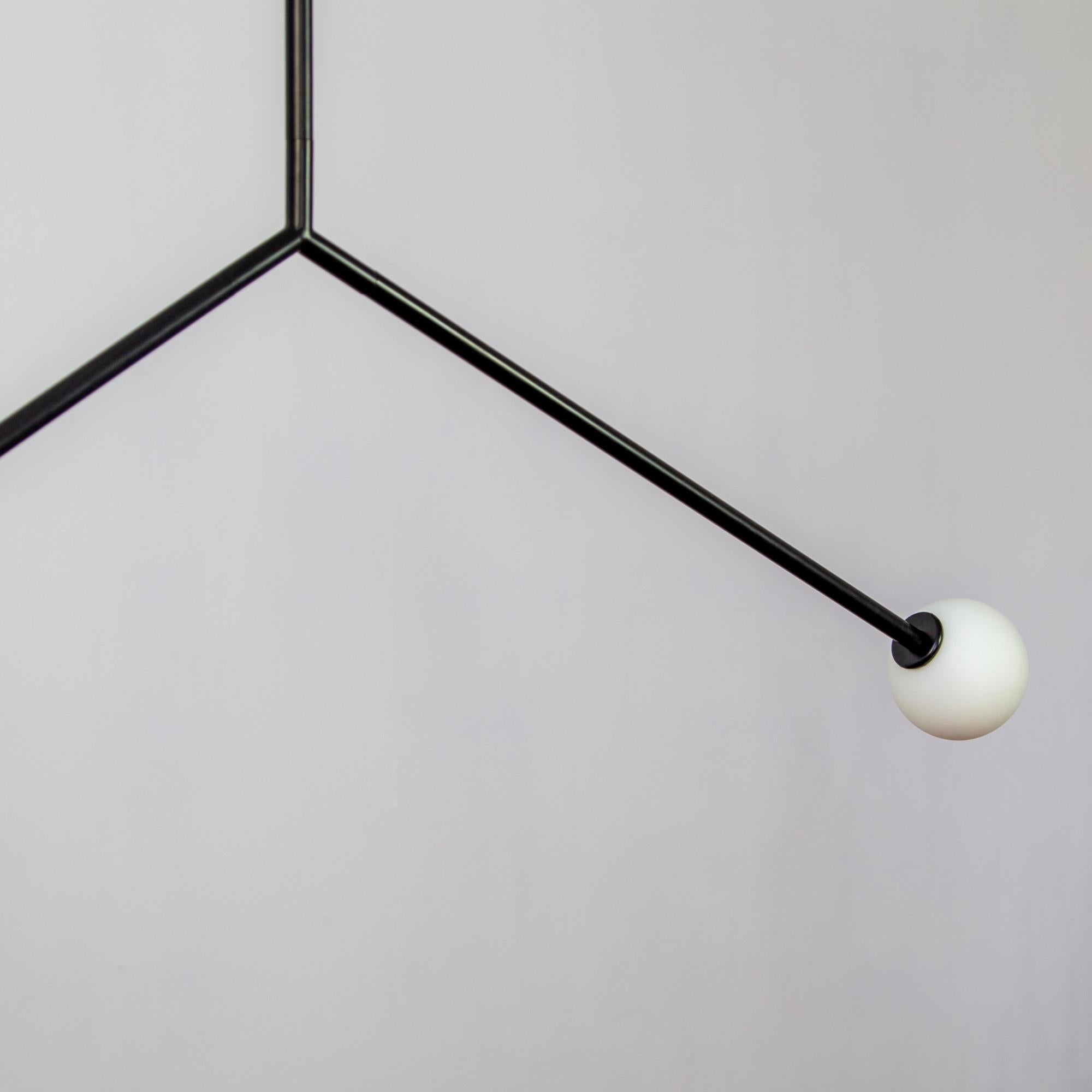 Métal Lampe suspendue Y, Medium, par RESEARCH Lighting, noir, verre 3po, fait sur commande en vente