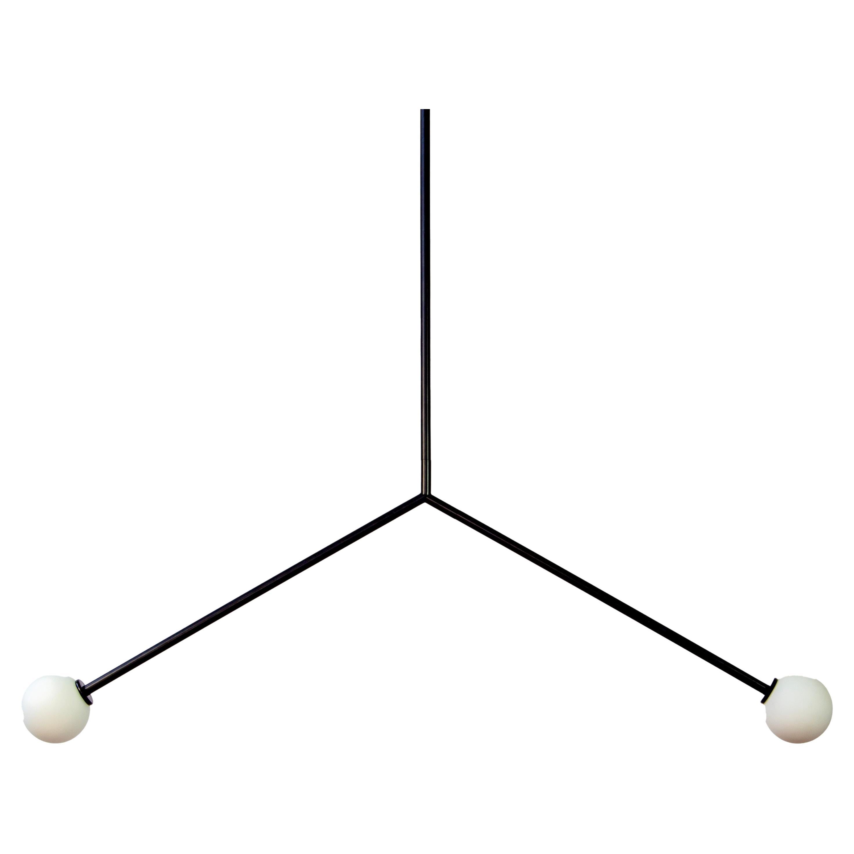 Lampada a sospensione Y, media, di Research.Lighting, nera, vetro da 3 pollici, su ordinazione