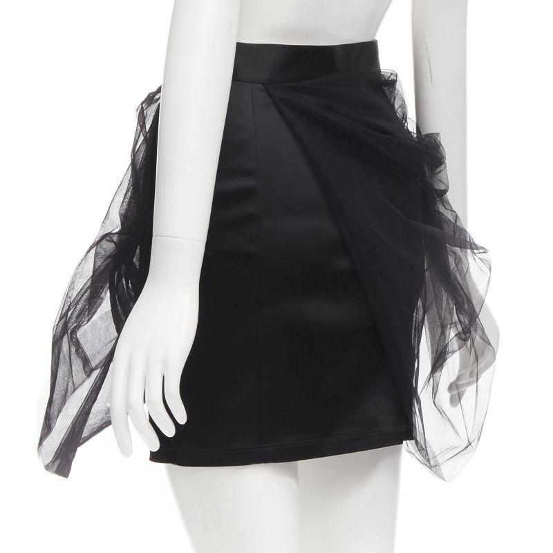 Y PROJECT black tulle asymmetric wrap satin pencil high waisted mini skirt XS For Sale 1