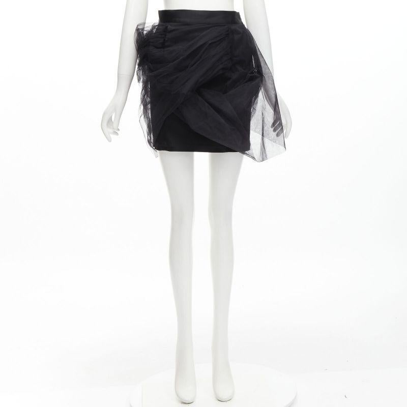 Y PROJECT black tulle asymmetric wrap satin pencil high waisted mini skirt XS For Sale 4
