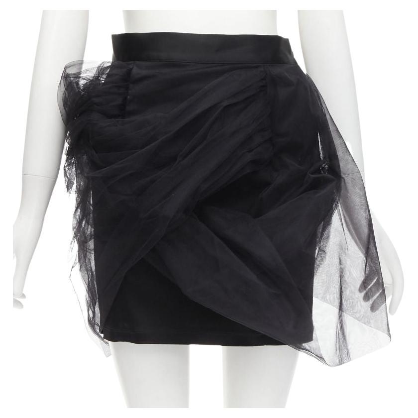 Y PROJECT black tulle asymmetric wrap satin pencil high waisted mini skirt XS For Sale