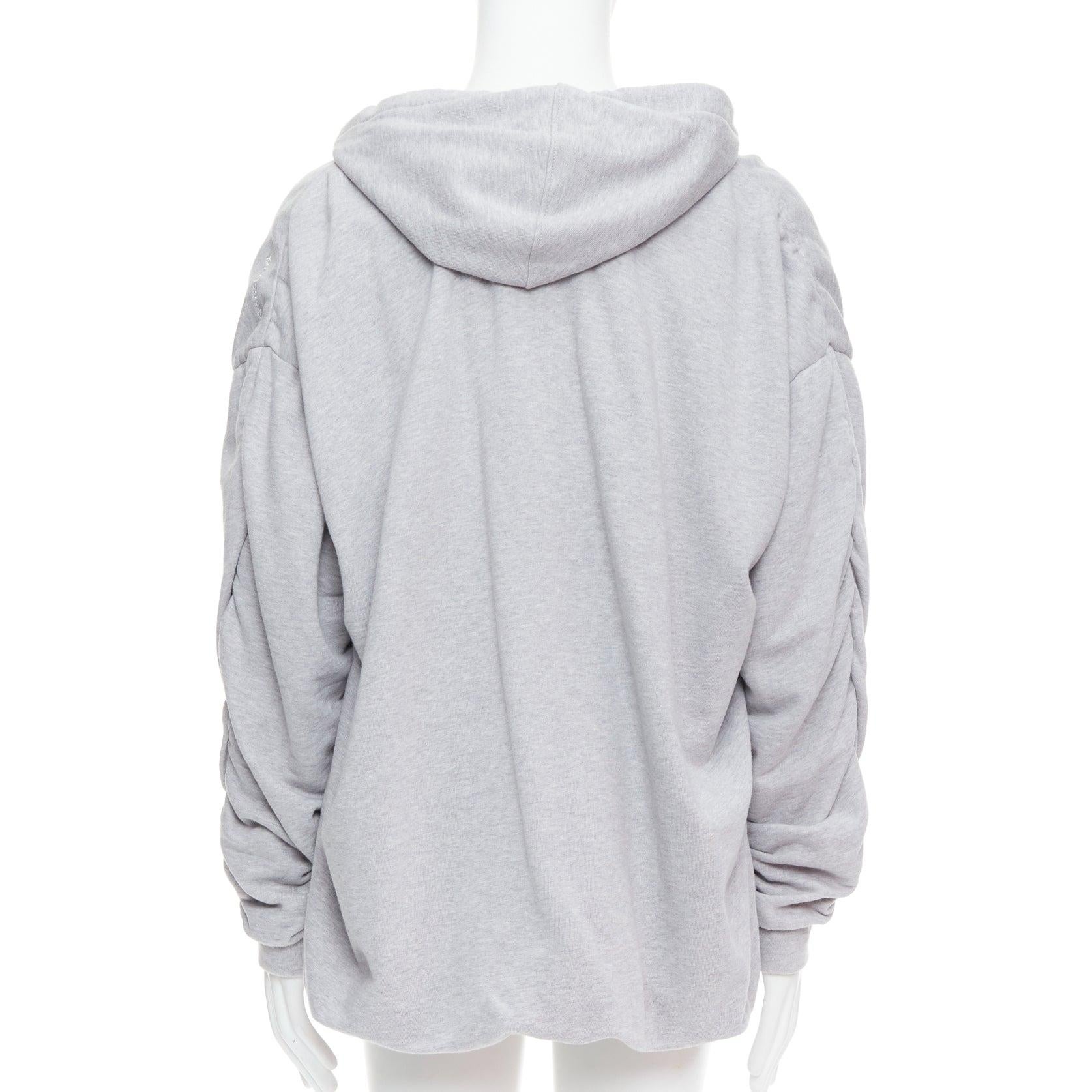 Men's Y PROJECT grey cotton nude jersey lined gathered sleeves hoodie S For Sale