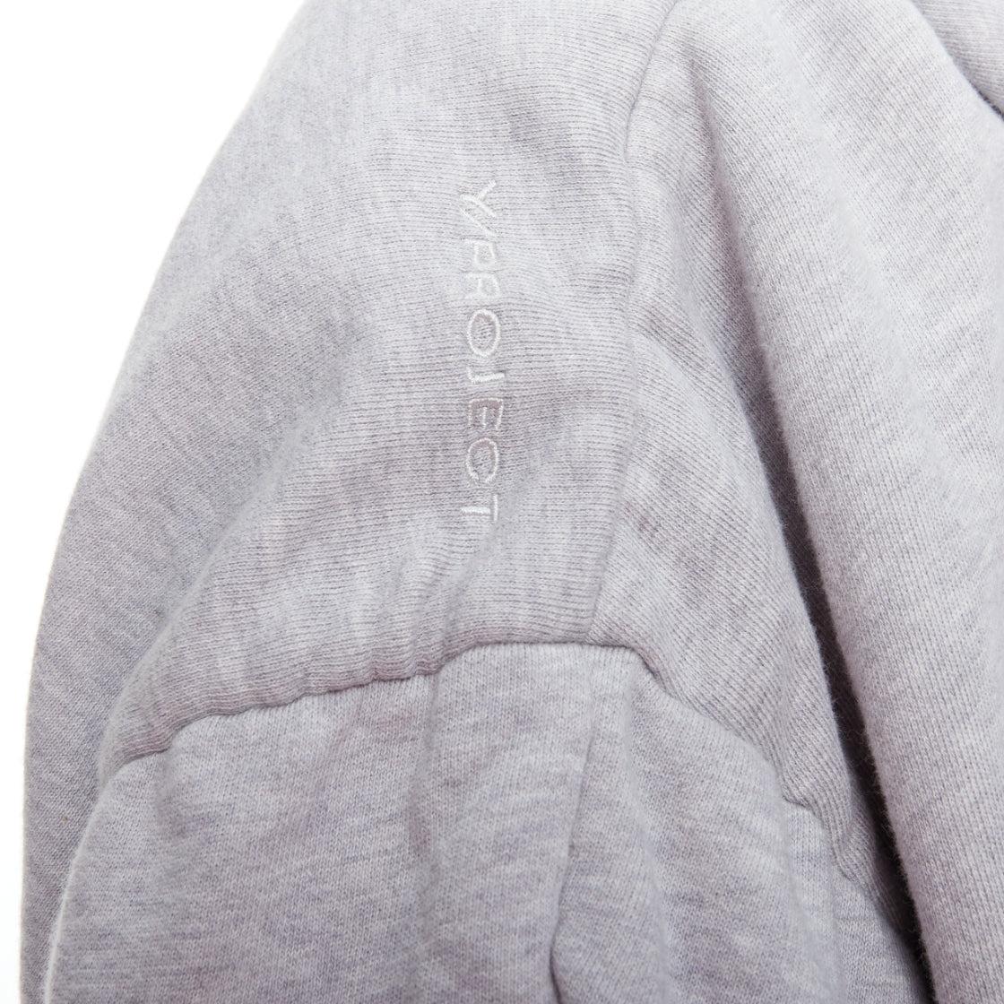 Y PROJECT grey cotton nude jersey lined gathered sleeves hoodie S For Sale 2