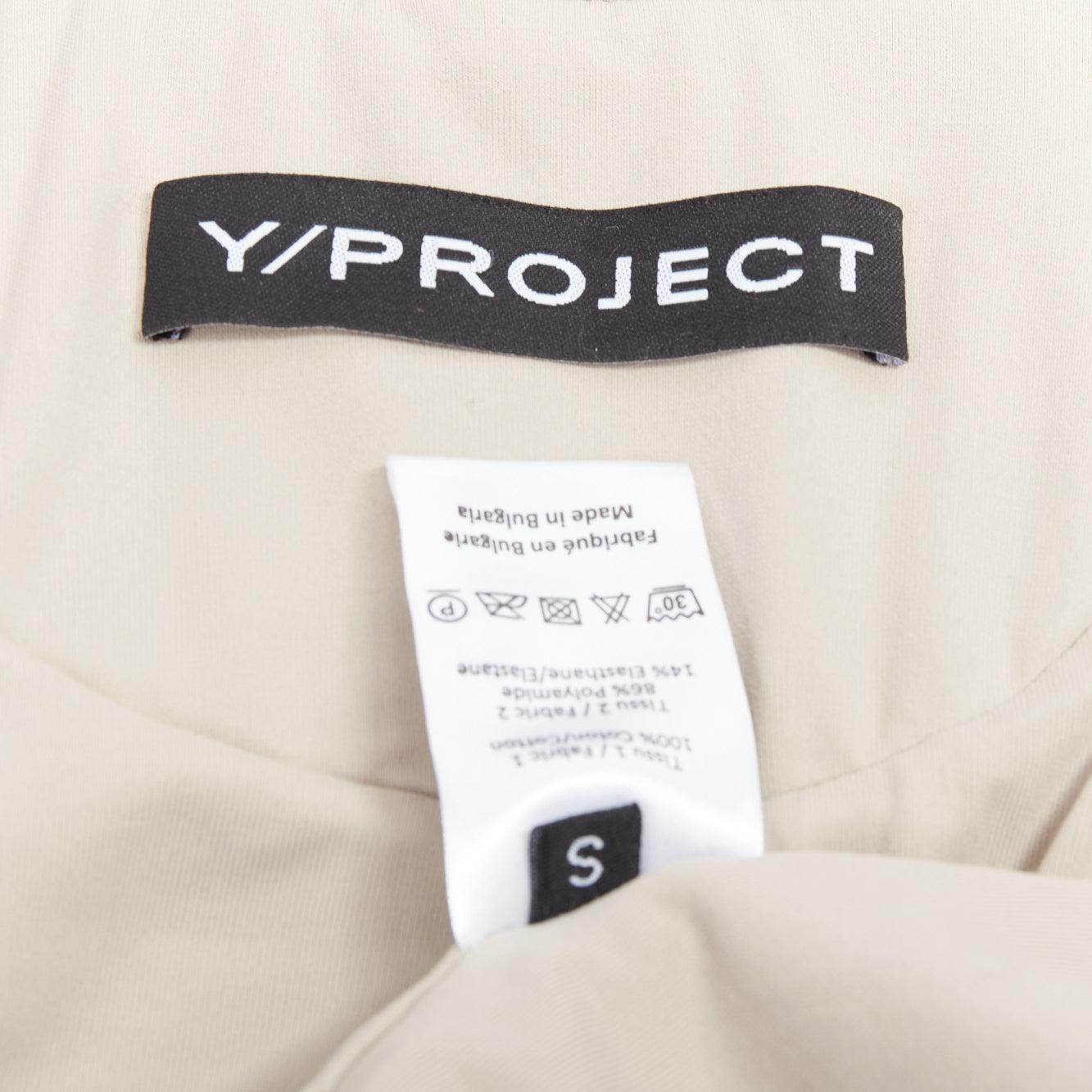 Y PROJECT grey cotton nude jersey lined gathered sleeves hoodie S For Sale 3