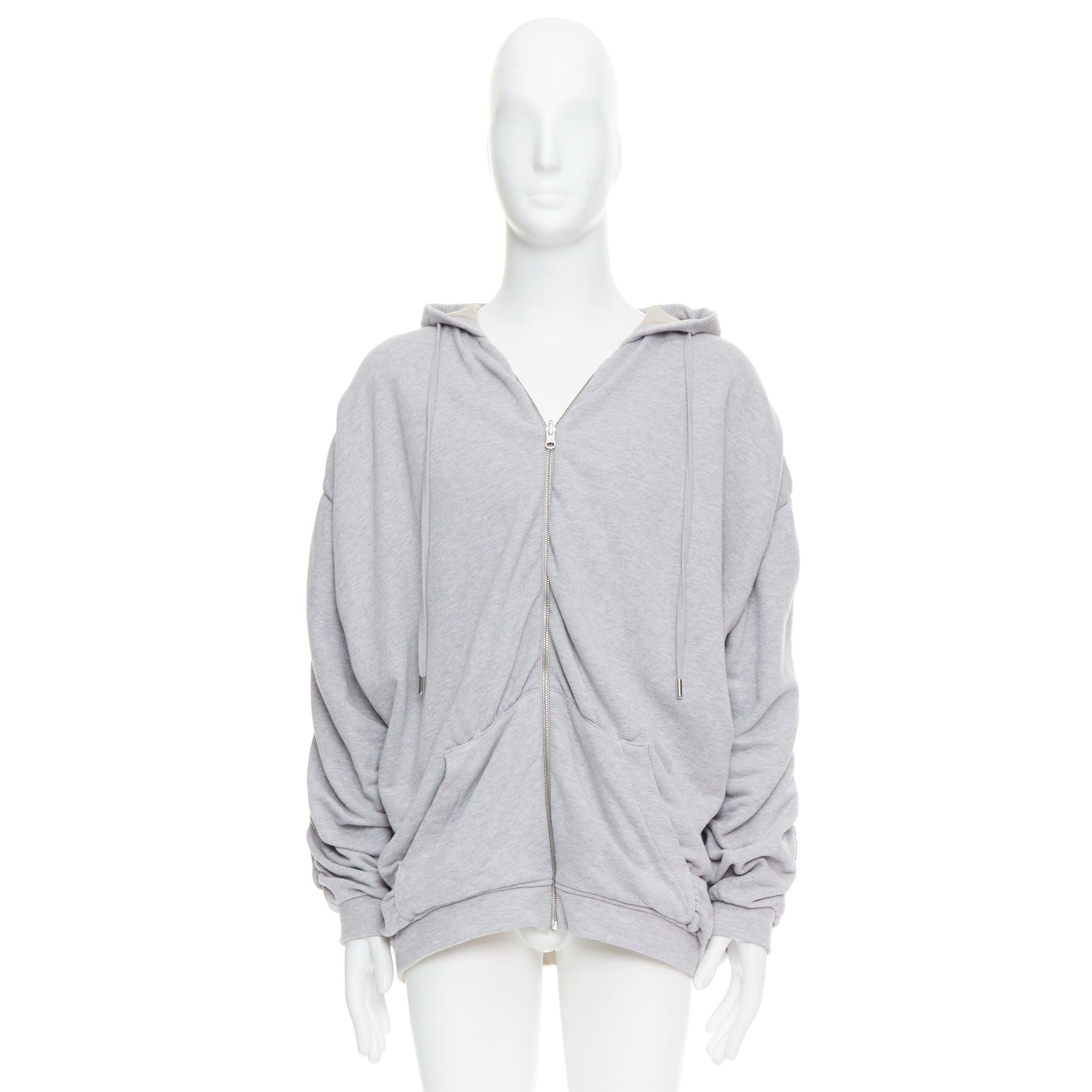 Y PROJECT grey cotton nude jersey lined gathered sleeves hoodie S For Sale 4