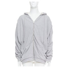 Y PROJECT grey cotton nude jersey lined gathered sleeves hoodie S