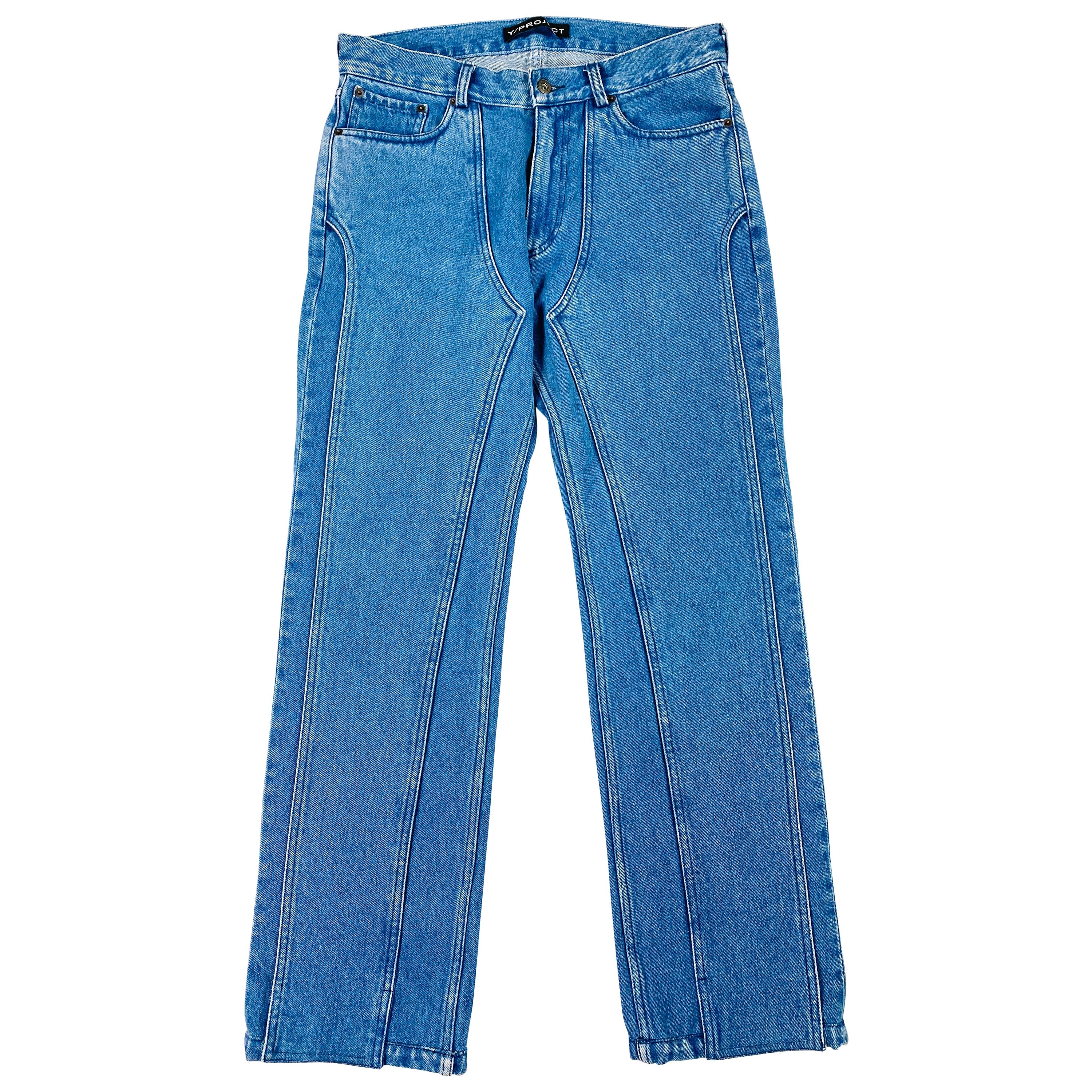 Y/ Project Paris Light Blue Wash XL Pocket Denim Jeans Size S