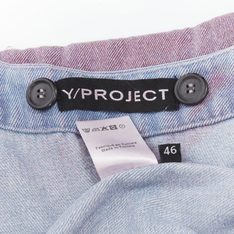 Y PROJECT purple dyed blue denim transformable 2-in-1 denim jacket EU46 S 5