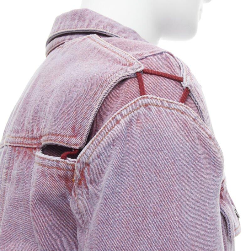 Y PROJECT purple dyed blue denim transformable 2-in-1 denim jacket EU46 S
Reference: EDTG/A00071
Brand: Y Project
Material: Denim
Color: Purple
Pattern: Solid
Closure: Button
Extra Details: 2-in-1 transformation denim jacket. Purple washed blue