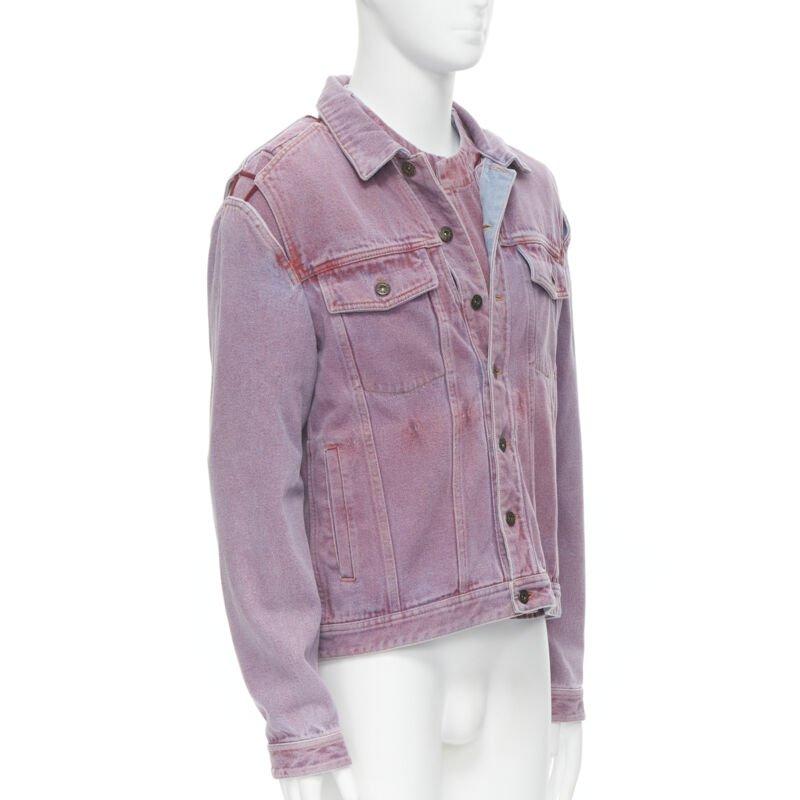 Gray Y PROJECT purple dyed blue denim transformable 2-in-1 denim jacket EU46 S