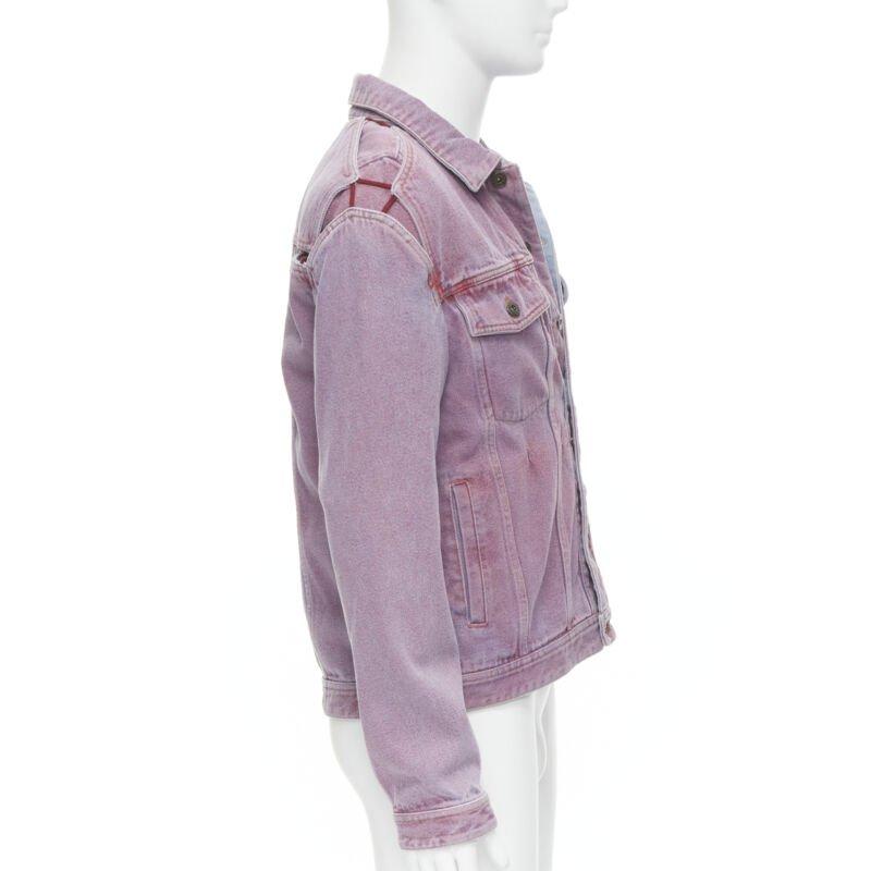 Y PROJECT purple dyed blue denim transformable 2-in-1 denim jacket EU46 S In Excellent Condition In Hong Kong, NT