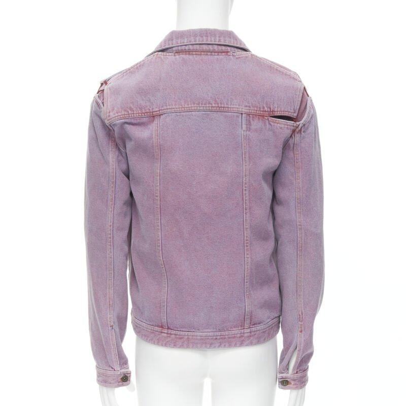 Men's Y PROJECT purple dyed blue denim transformable 2-in-1 denim jacket EU46 S