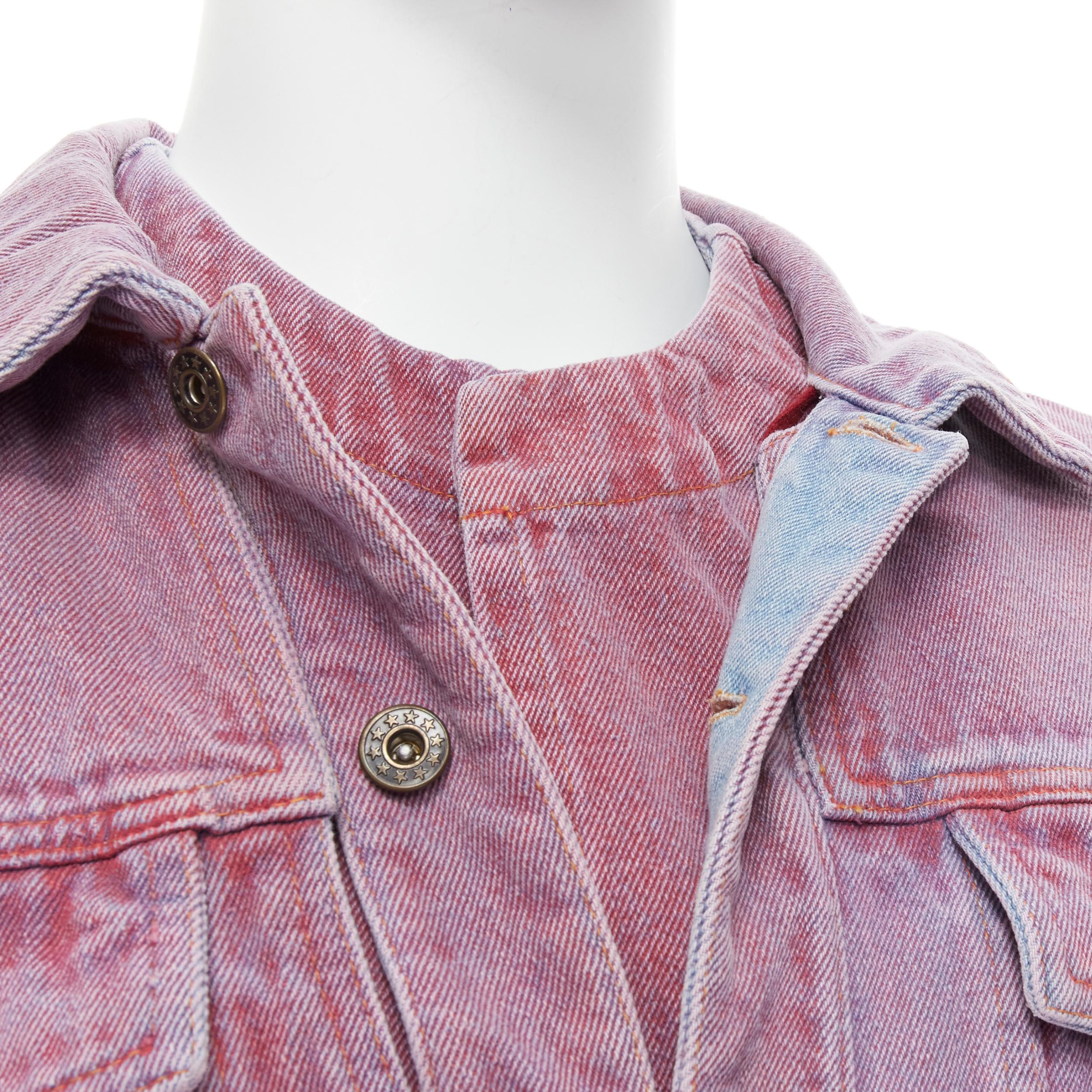 Y PROJECT purple dyed blue denim transformable 2-in-1 denim jacket EU46 S In Excellent Condition For Sale In Hong Kong, NT