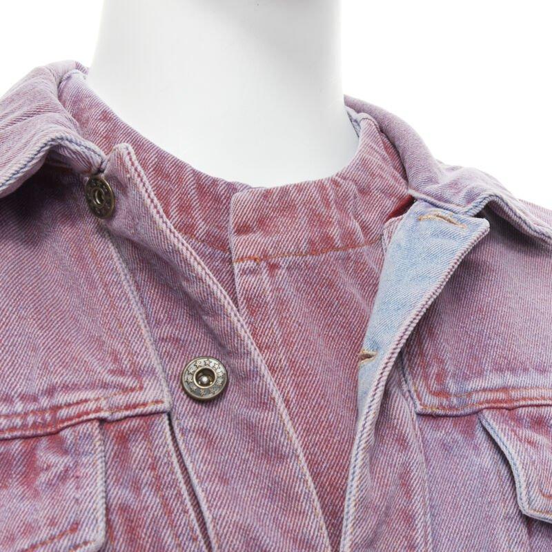 Y PROJECT purple dyed blue denim transformable 2-in-1 denim jacket EU46 S 2