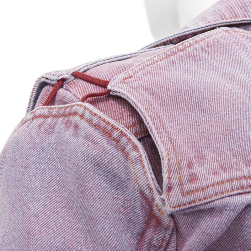 Y PROJECT purple dyed blue denim transformable 2-in-1 denim jacket EU46 S 3