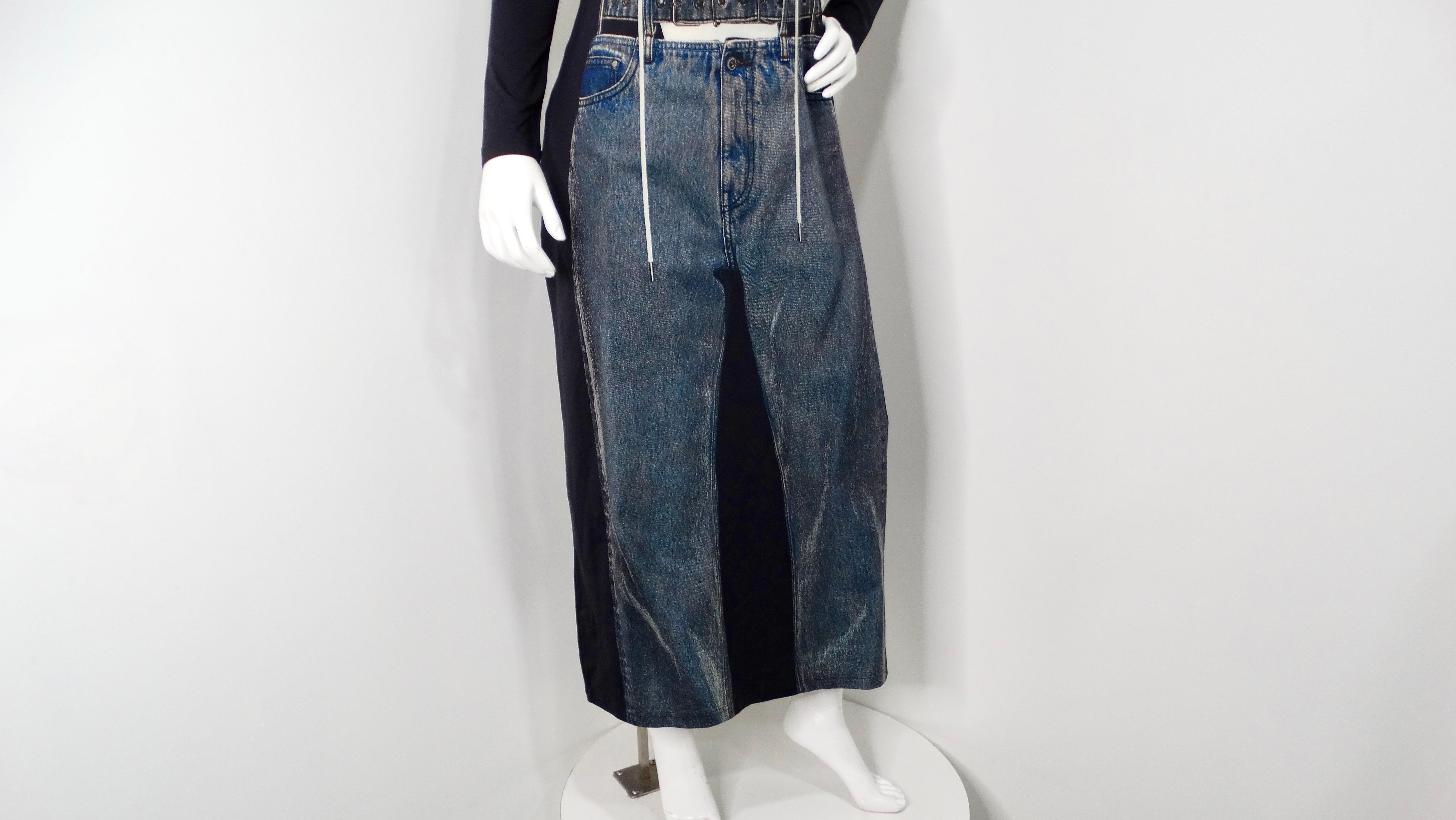 Y/Project x Jean Paul Gaultier Trompe L'Oeil Print Maxikleid (Schwarz) im Angebot