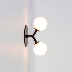 Y Sconce by Research.Lighting, Black, 3in Glass Globes, In Stock