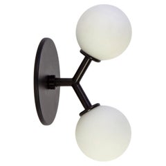 Y Sconce by Research.Lighting, Black, 3in Glass Globes, In Stock