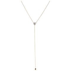 Y-shaped 14 Karat Yellow Gold 0.17 Carat Vintage Diamond Drop Necklace 