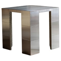 Y Square Table in Brushed German Silver by Evam