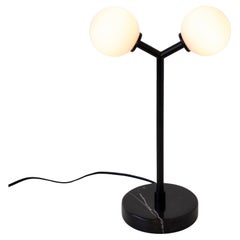 Y Table Lamp, Research.Lighting, Small, 3in Glass, Black, Marble, Dimmable LED