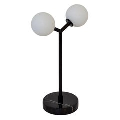 Y Table Lamp, Research.Lighting, Small, 3in Glass, Black, Marble, Dimmable LED