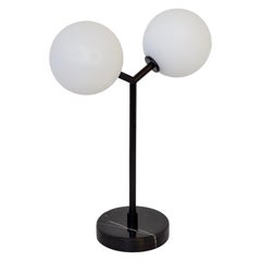 Y Table Lamp, Research.Lighting, Small, 5in Glass, Black, Marble, Floor Model