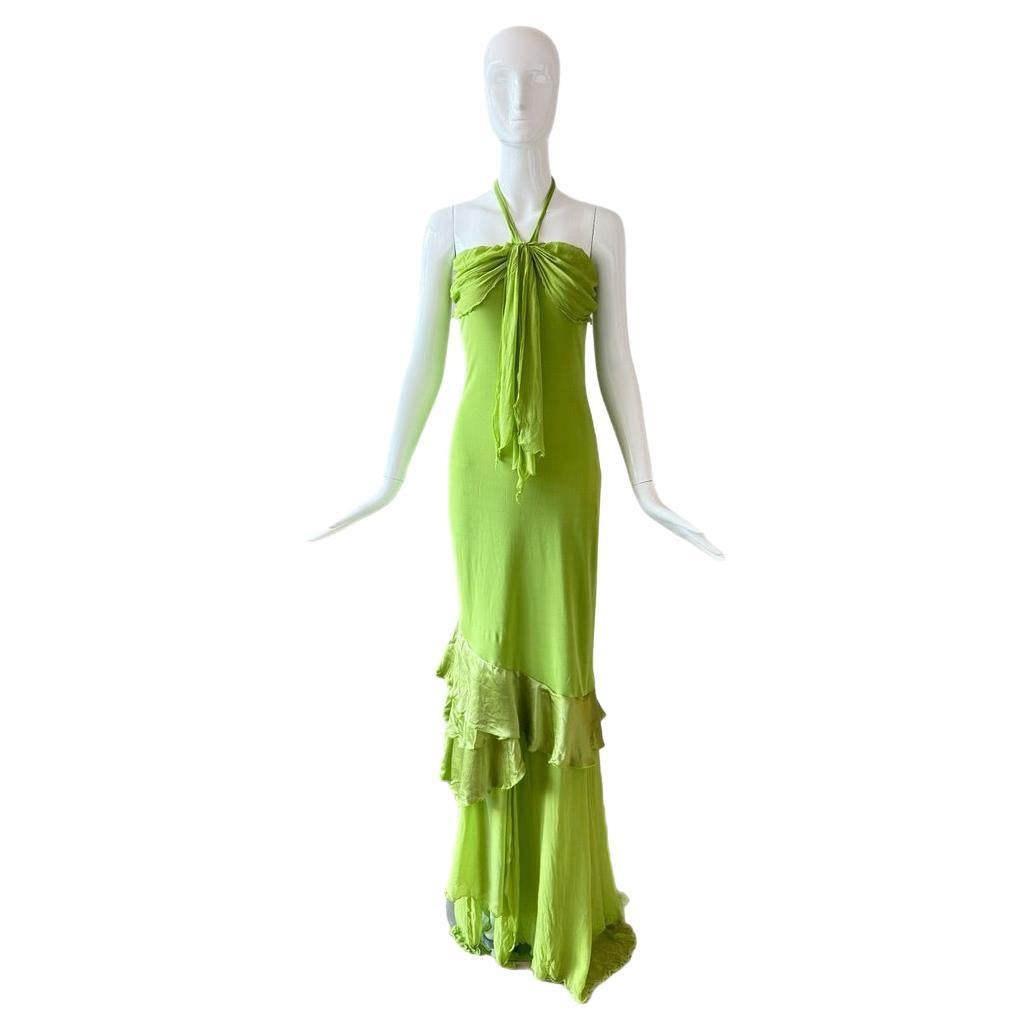 Y YIGAL AZROUEL Vintage Green Long Maxi Dress