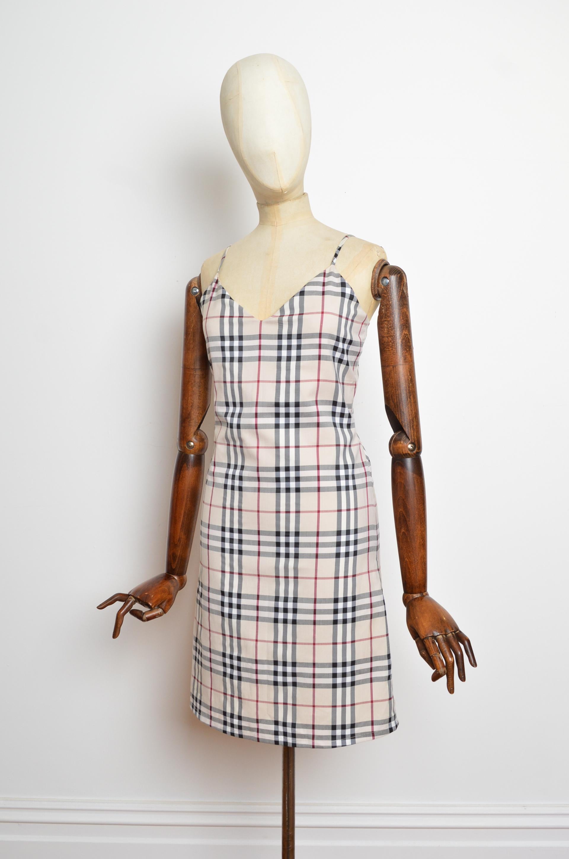 Y2K 2000's Burberry Short Nova Check Spaghetti Strap Slip Dress