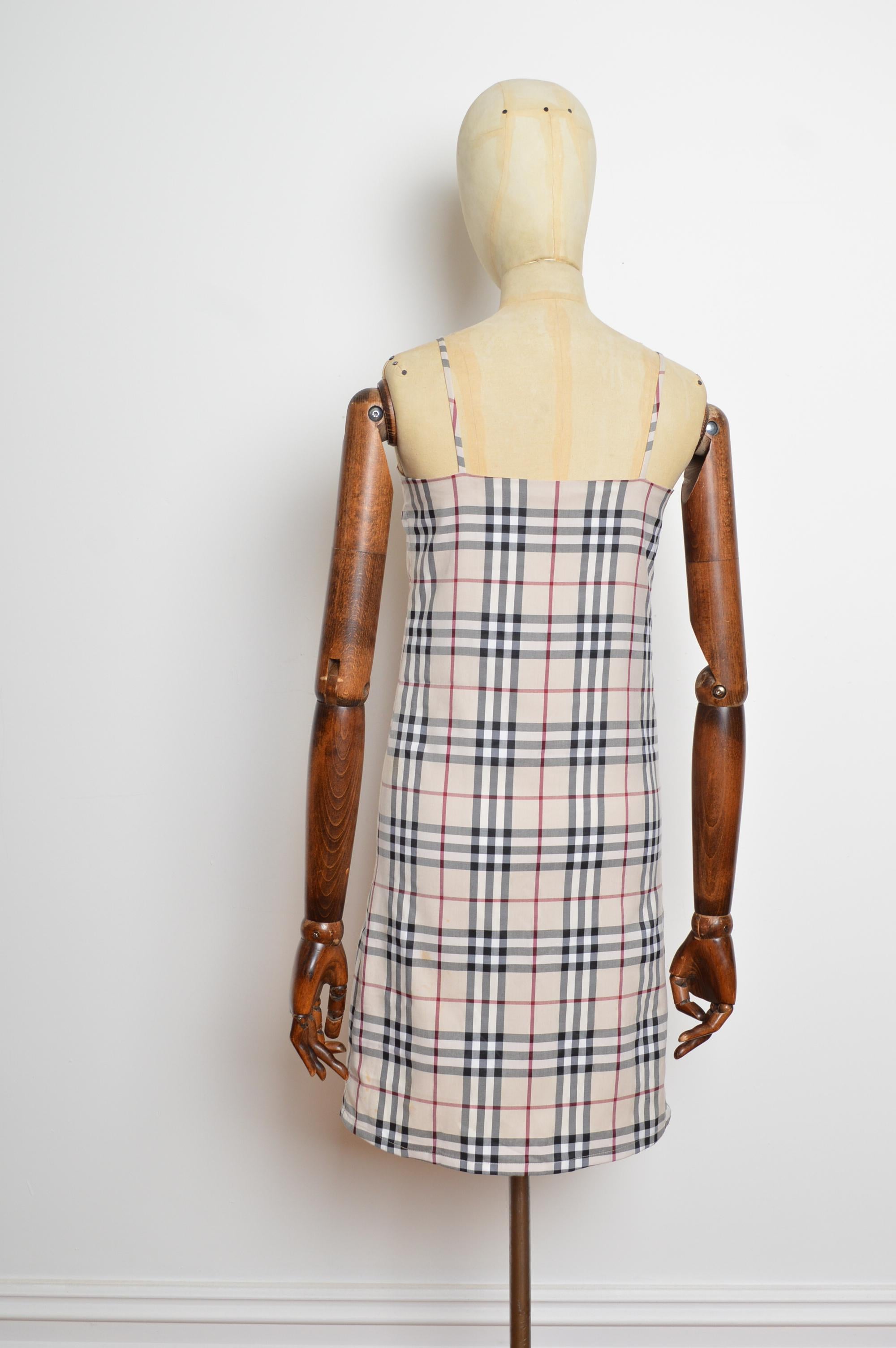 Y2K 2000's Burberry Short Nova Check Spaghetti Strap Slip Dress