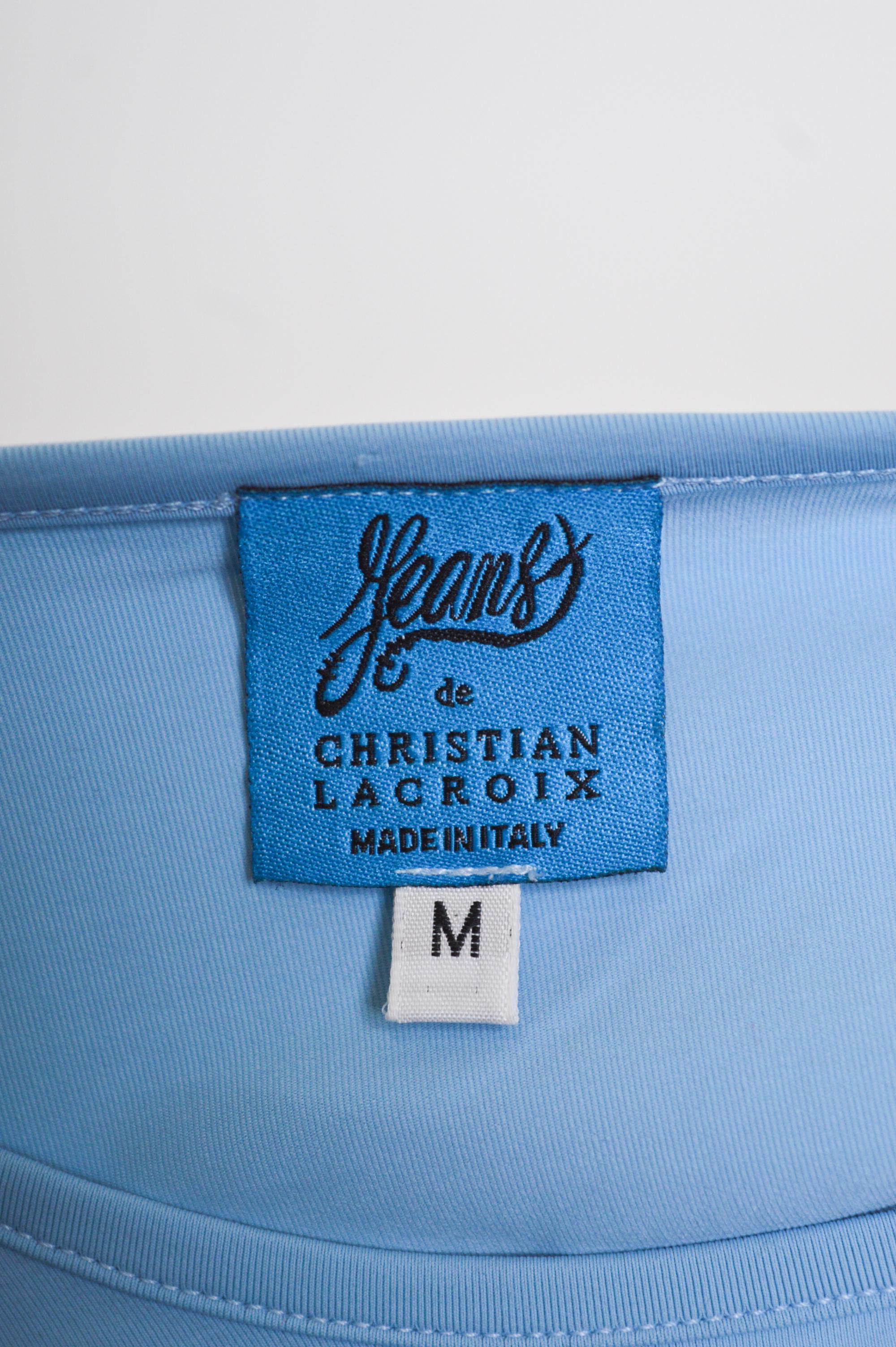 Y2k 2000er Christian Lacroix Babyblauer Baby-Tee aus Spitze und Logo - T-Shirt im Zustand „Gut“ im Angebot in Sheffield, GB