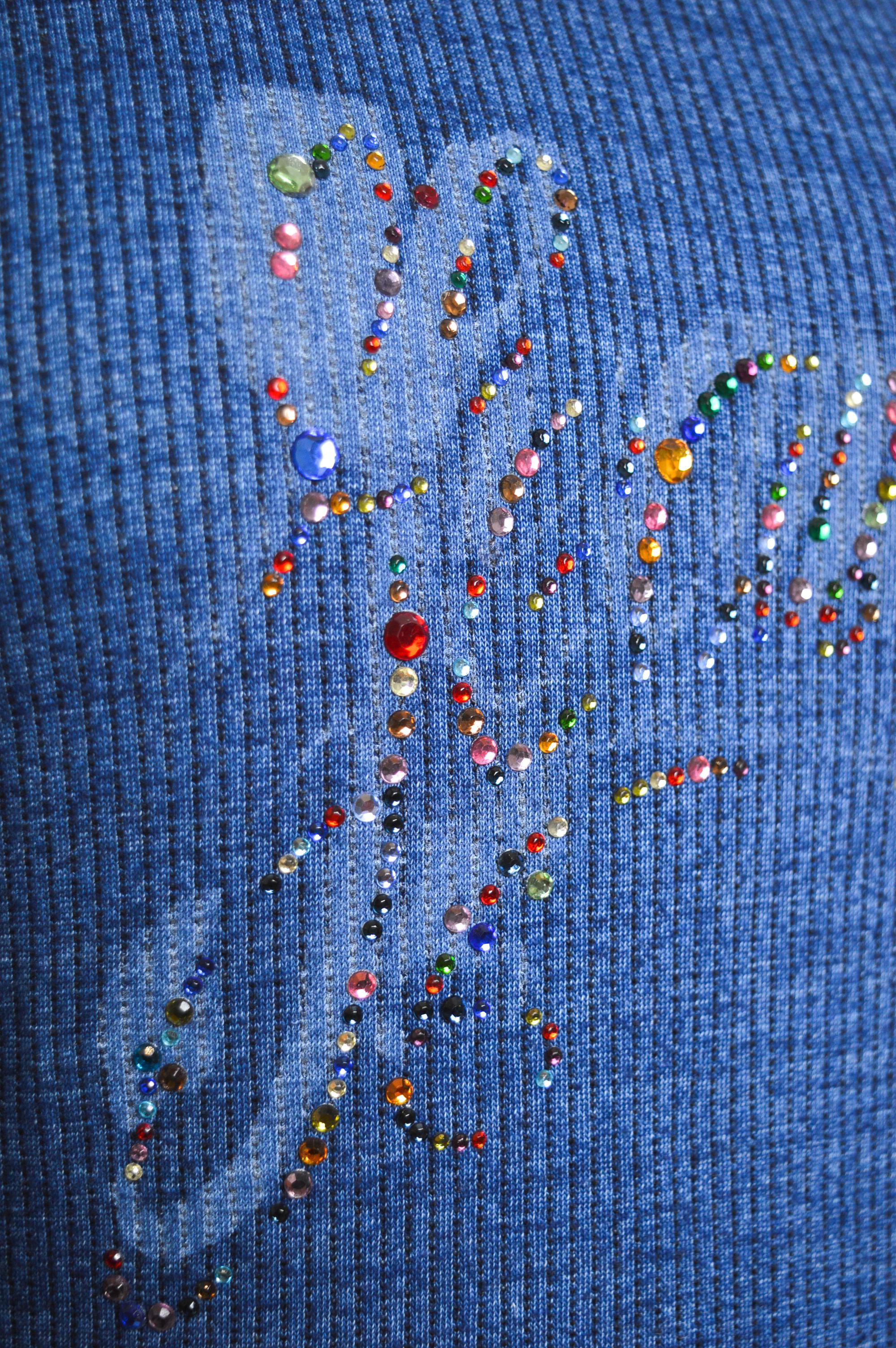 Y2k 2000s Christian Lacroix Ribbed Blue Diamonté Logo long sleeve Top - T Shirt For Sale 5