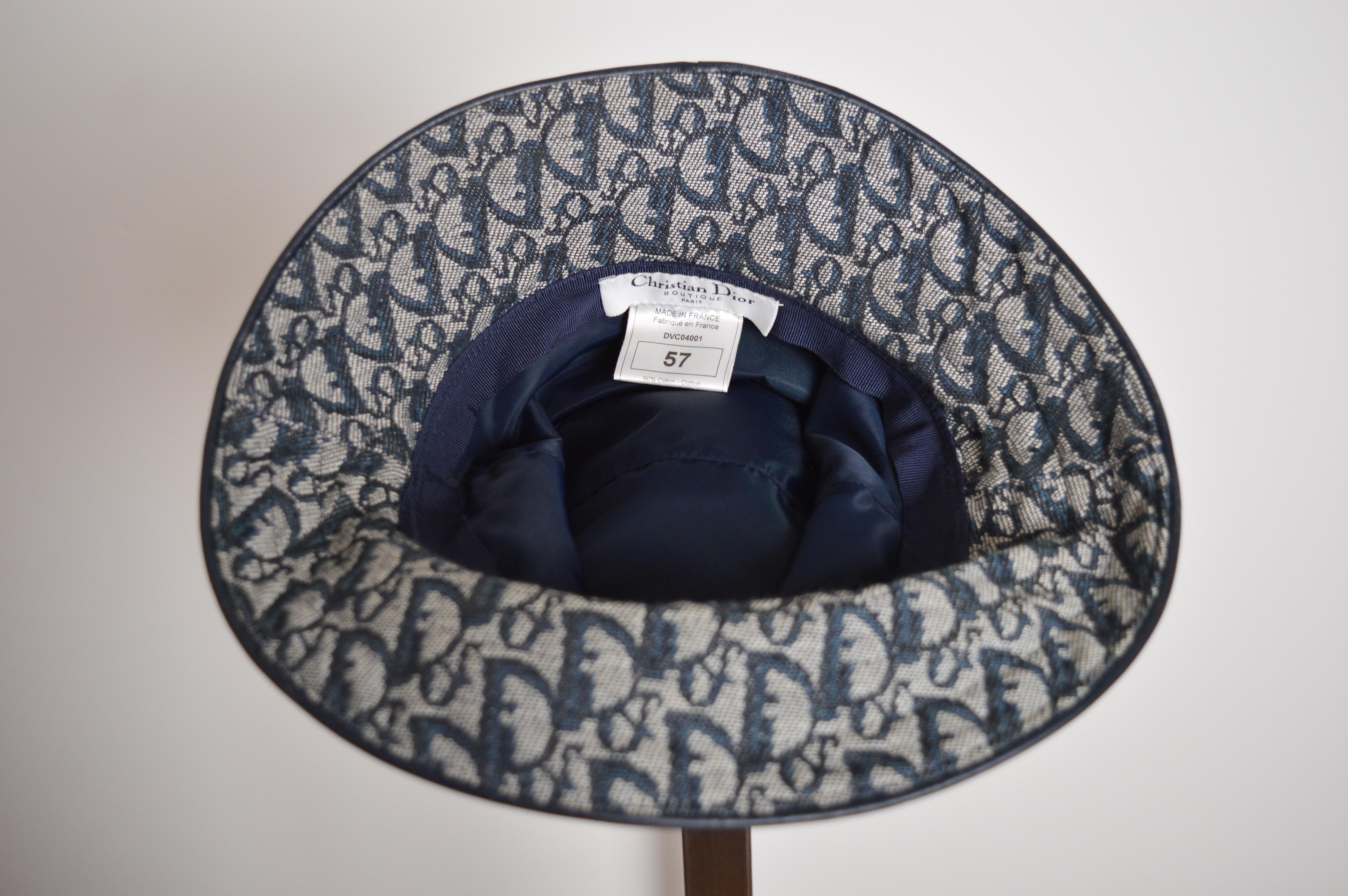 y2k 2000's Galliano era Christian Dior Denim Blue Jacquard Monogram Trotter Hat 5