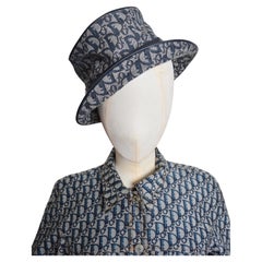 y2k 2000's Galliano era Christian Dior Denim Blue Jacquard Monogram Trotter Hat