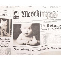 Y2k 2000's Vintage Moschino Newspaper Print Strappy Pattern Mini Dress