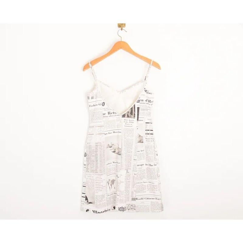 Women's Y2k 2000's Vintage Moschino Newspaper Print Strappy Pattern Mini Dress For Sale