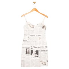 Y2k 2000's Vintage Moschino Newspaper Print Strappy Pattern Mini Dress